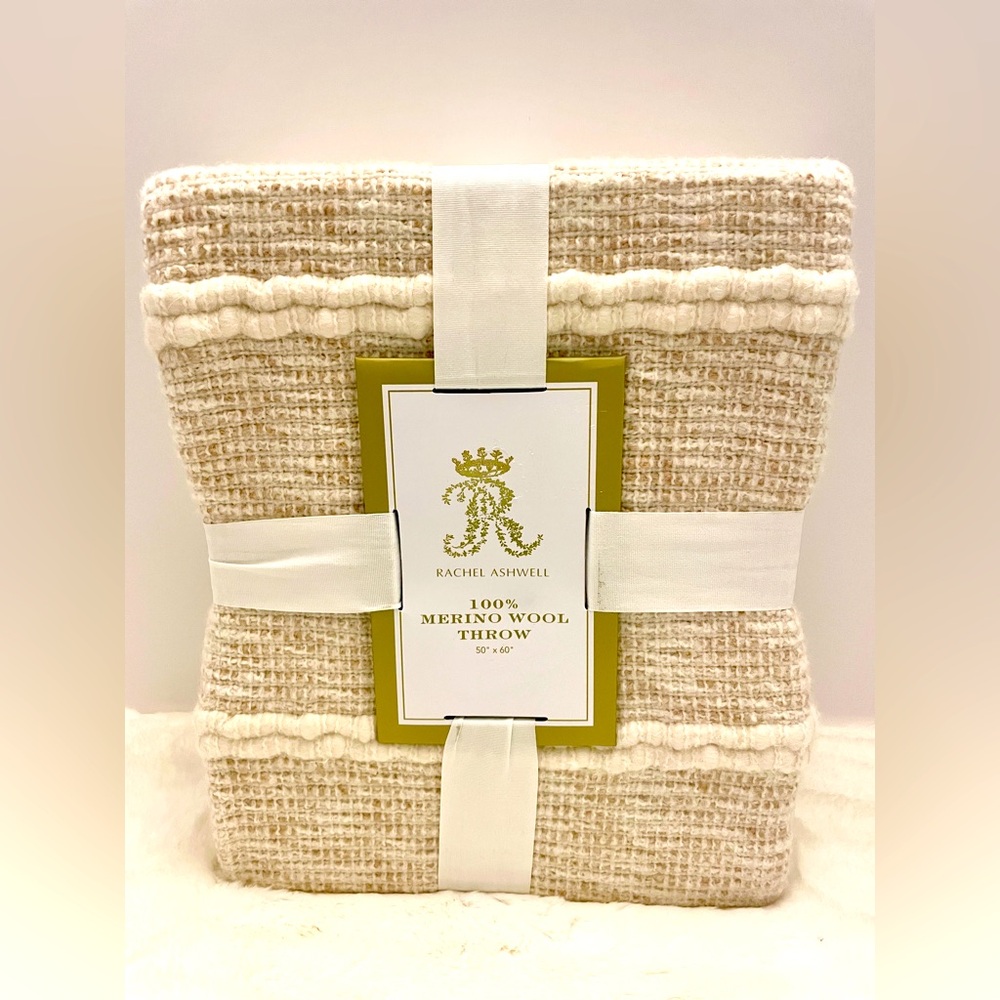 RACHEL ASHWELL Merino Wool Luxury Throw Blanket NWT‎